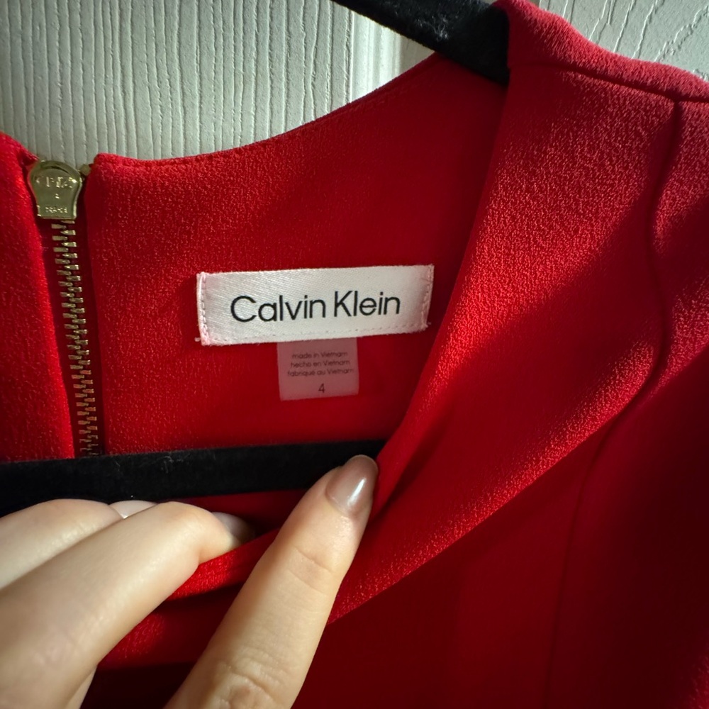 Calvin Klein Vibrant Red Long Sleeve Dress - Picture 2 of 7